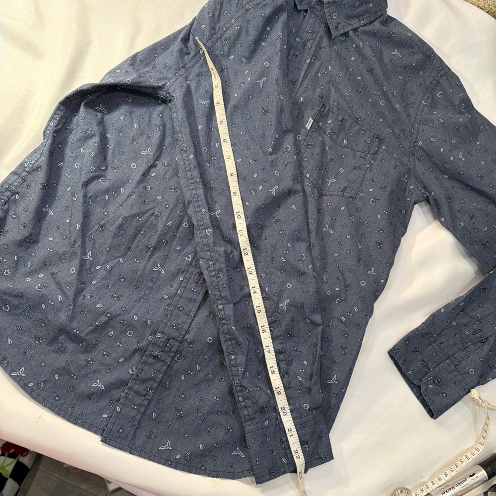 Levis Shirt Unisex S Long Sleeve Button Up Blue Graphic Collared Pocket Logo 330 - Picture 6 of 7